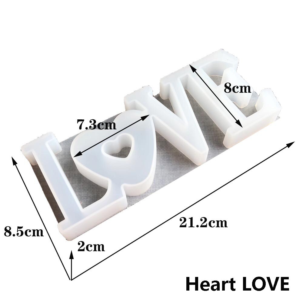 3D LOVE/HOME Silicone Mold Letters Casting Molds Heart Shape Home Craft Decoration Crystal Glue Cake Candy Jewelry Making Tool: Heart LOVE