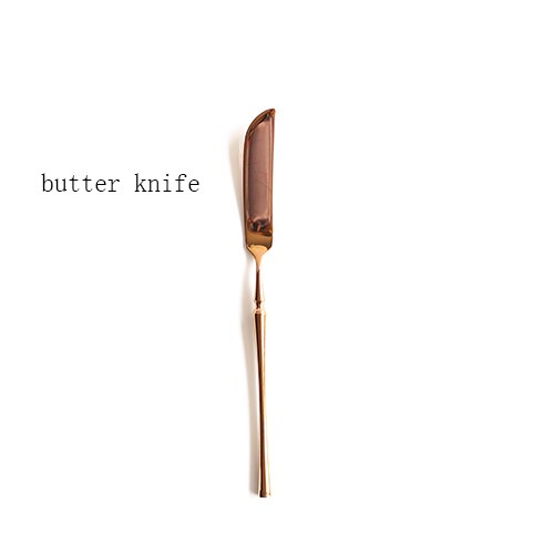 Ensemble de couverts en acier inoxydable or rose brillant, outils en acier inoxydable, excellents accessoires de cuisine cuillère avec boîte à déjeuner couteau et fourchette: Butter knife