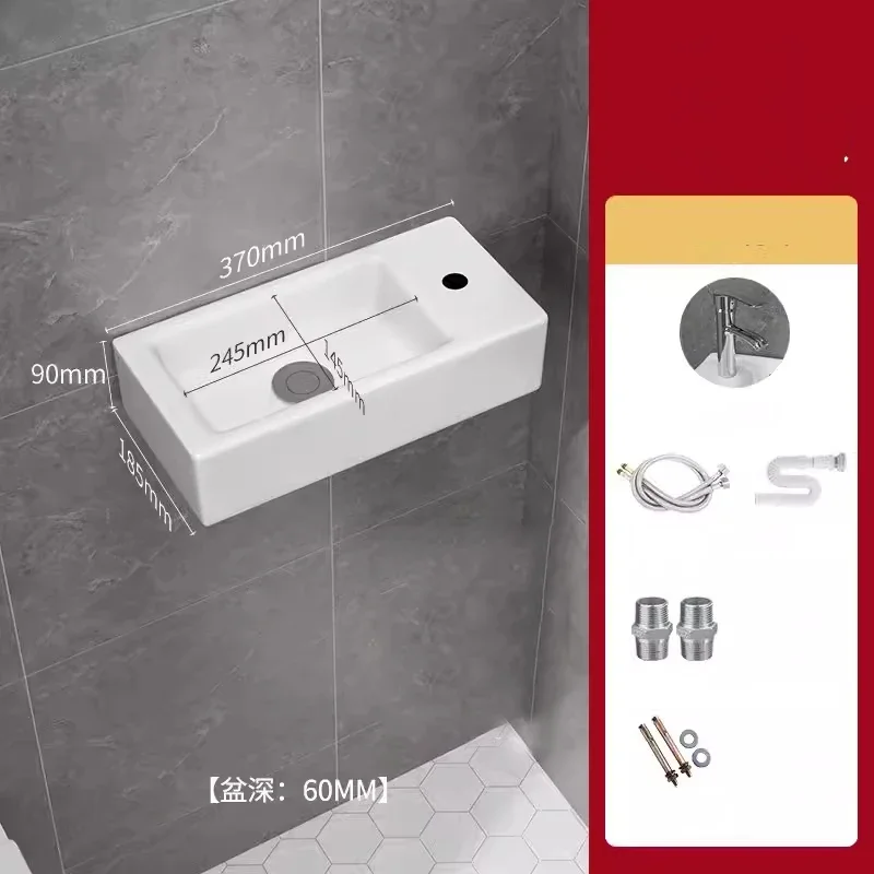 32/33/37cm Small Apartment Bathroom Sink Wall-mounted Ceramic Washbasin Balcony Washroom Corner Hanging Basin with Faucet Set: PURPLE