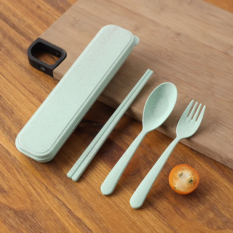 Juego de utensilios para acampar, juego de utensilios reutilizables con estuche, juego de cubiertos, tenedores, cuchara, vajilla, palillos para viajes, picnic, camping: Verde