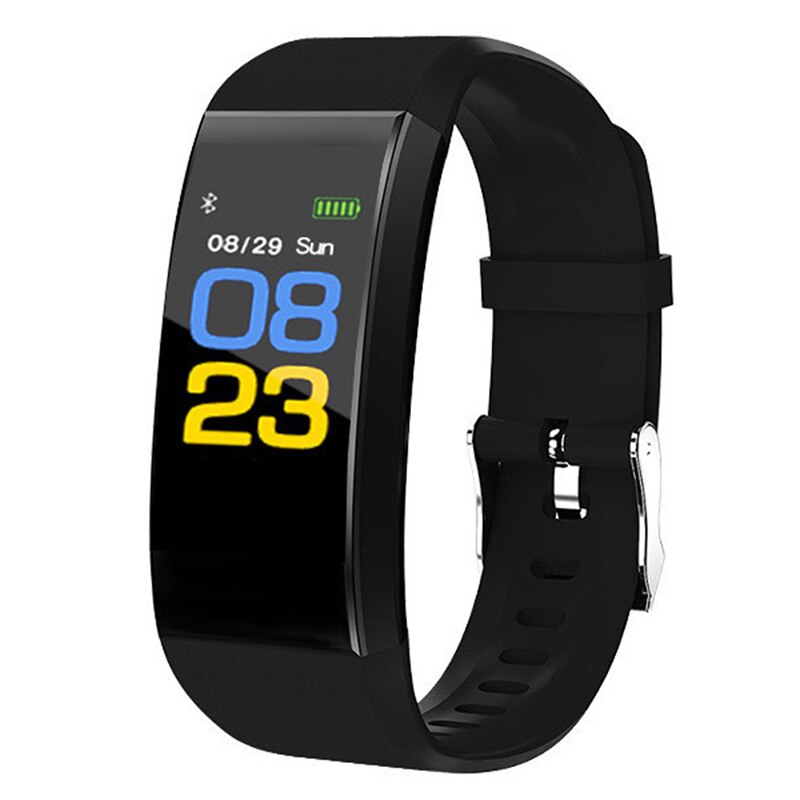 Til 115 plus smart ur bluetooth sport ure sundhed smart armbånd puls fitness skridttæller armbånd vandtæt ur: Sort