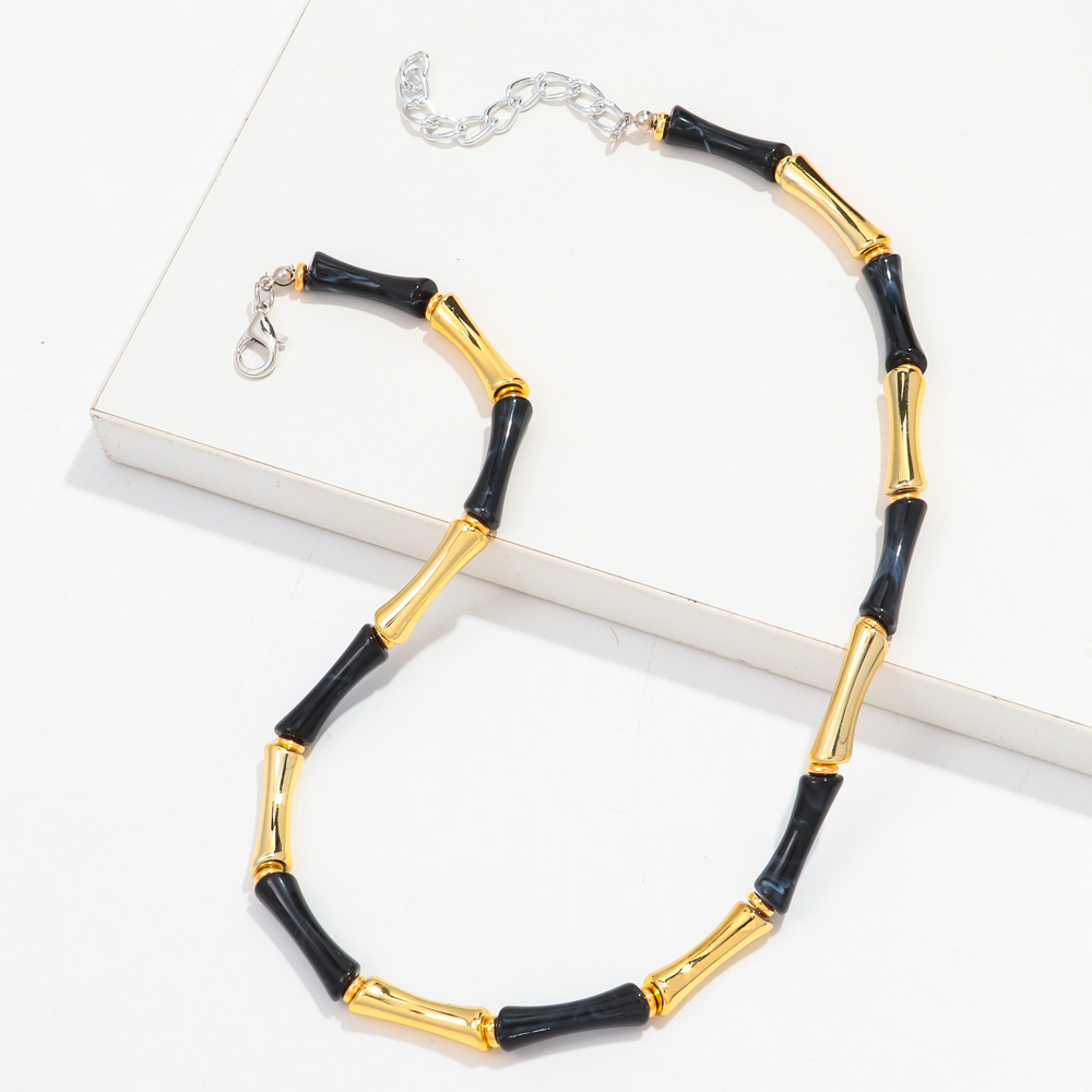 Thin Bamboo Curved Tube Choker Necklace Men Women HipHop Ball Bead Pendant Necklace Stack Trendy Party Jewelry Collar