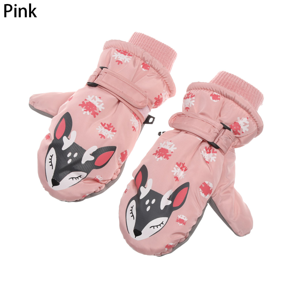 Enfants hiver gants de Ski garçons filles sport imperméable à l'eau coupe-vent anti-dérapant neige mitaines étendu poignet gants de Ski: 1-pink