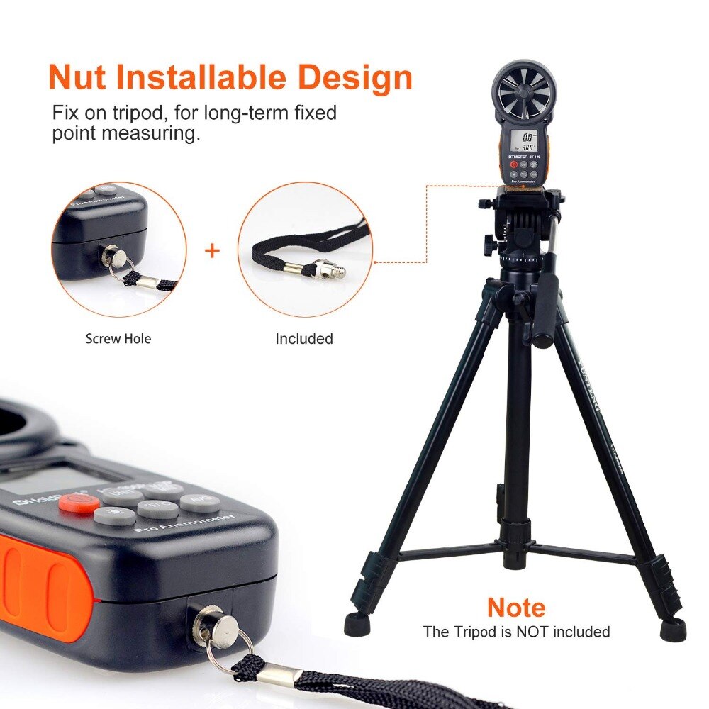 Handheld Anemometer Digital Wind Speed Measurement Temperature Tester LCD Display Air Flow Speed Wind Meter BTMETER BT-100