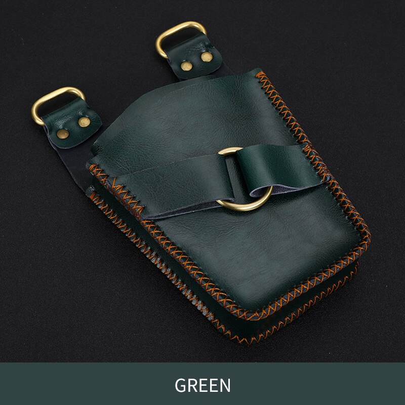 Fenice - étui de rangement en cuir pour ciseaux de barbier, étui de rangement pour ciseaux de coiffure, sac à clips avec ceinture à bandoulière, sac à ciseaux pour animaux de compagnie: Vert