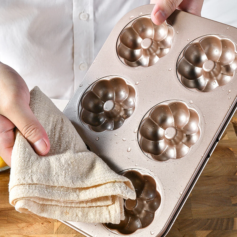 6 Hole Reusable Baking Tray Baking Pan Carbon Steel Cake Baking Mold Non-Stick Muffin DIY Cartoon Cake Pan Moulds Donut Baking