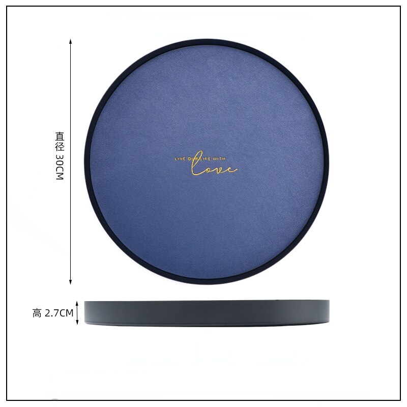 Morandi – plateau de rangement en métal et fer, bloc de cuir de couleur géométrique, conteneur de finition de stockage de produits cosmétiques divers nordiques: Blue L