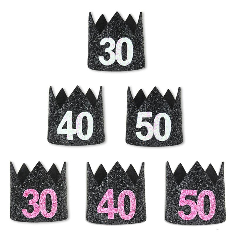 Verjaardagsthema glitterstof verjaardagshoedjes feest baby muts mini hoed eerste verjaardag feestversiering volwassen verjaardag nummer hoed
