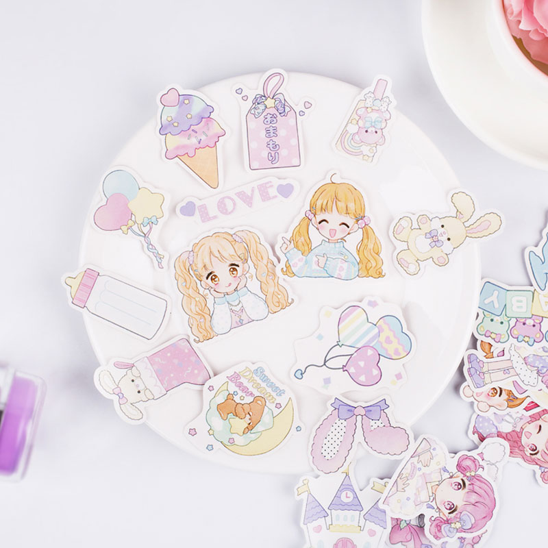 44pcs/lot Cute Girl Diary Planner Decorative Stickers Kawaii Animals Scrapbooking Label Stationery Journal Stickers