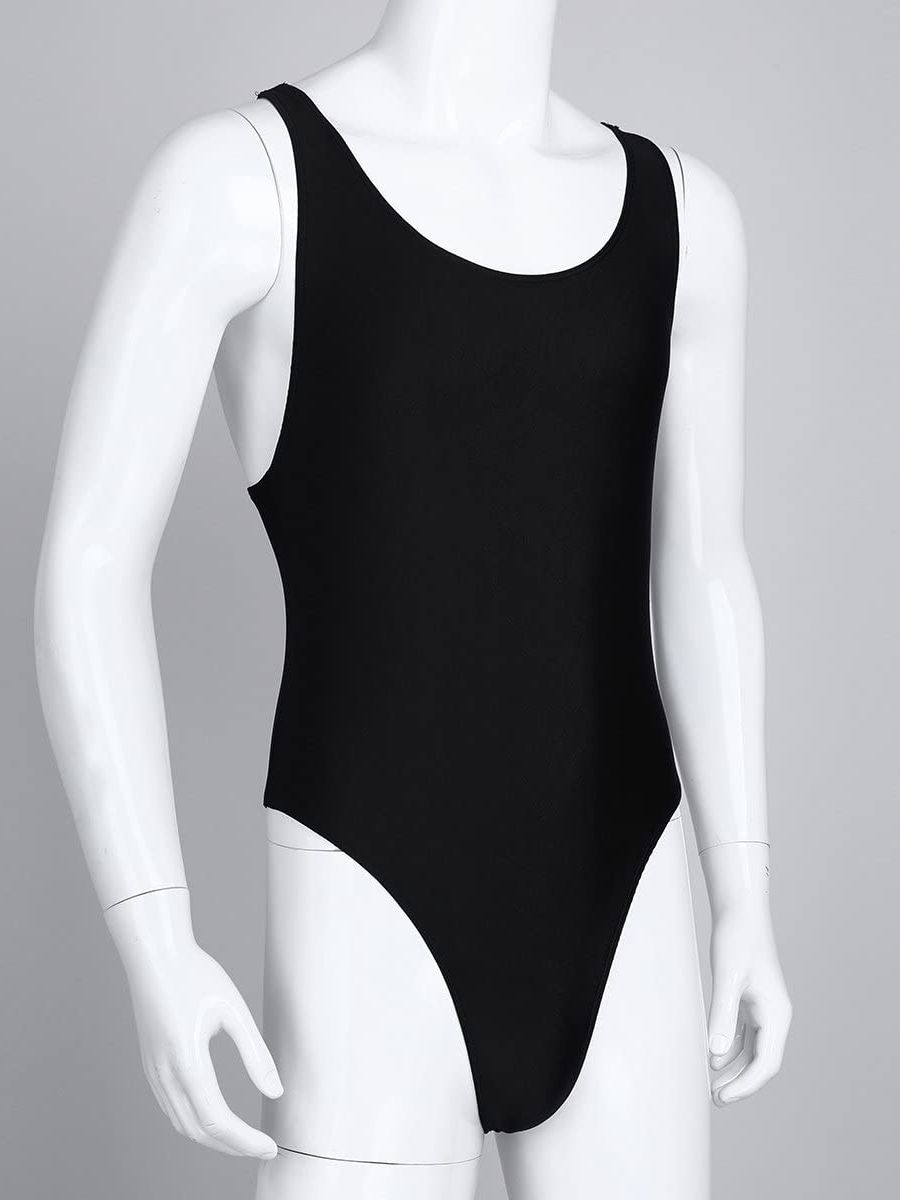 Maillot de bain moulant pour hommes, taille haute, culotte tanga, bikini, pour la plage,: 4XL / Black