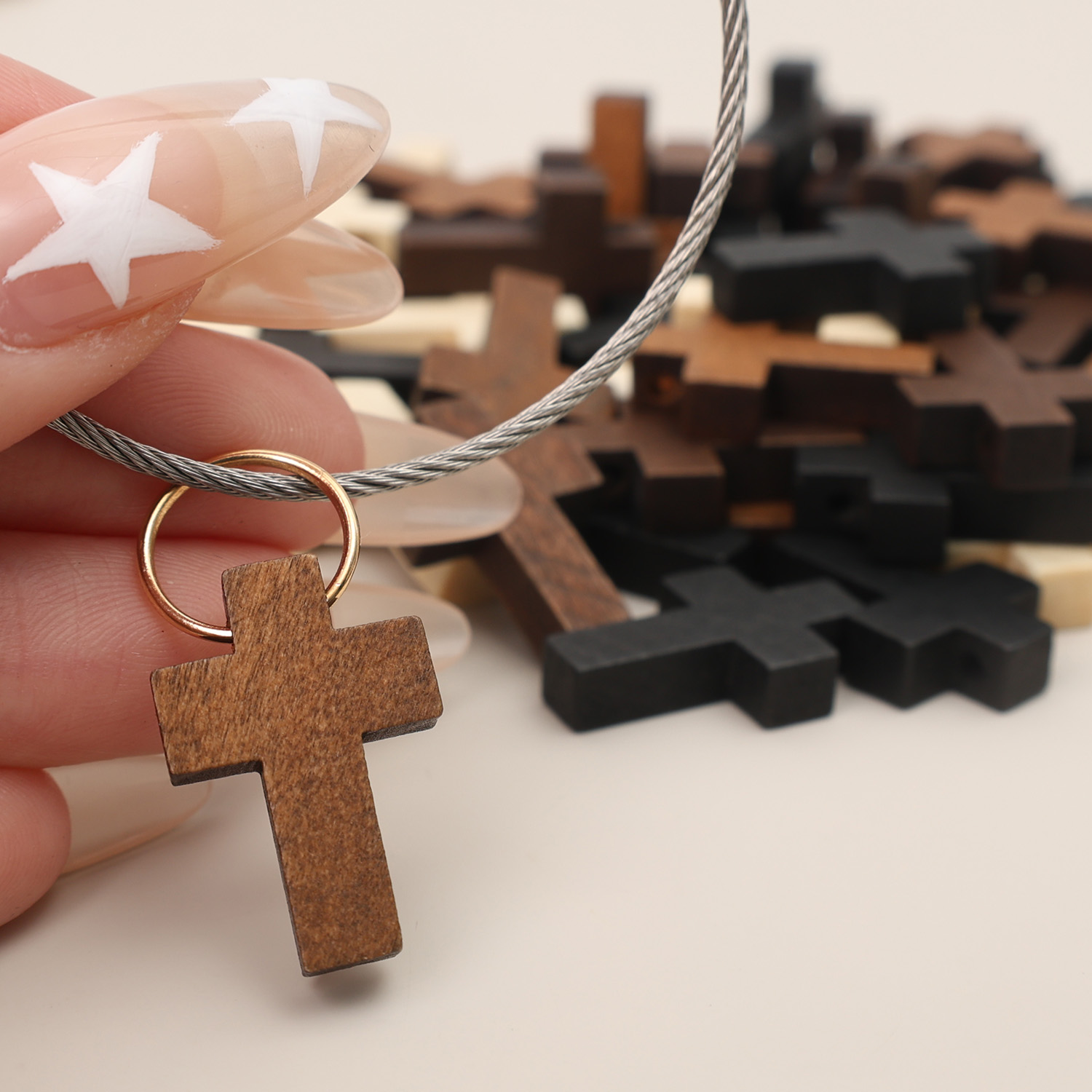 20/80pcs Wood Crosses Charms for DIY Jewelry Marking Finding Bracelet Necklace Small Cross Jewelry Pendants Components