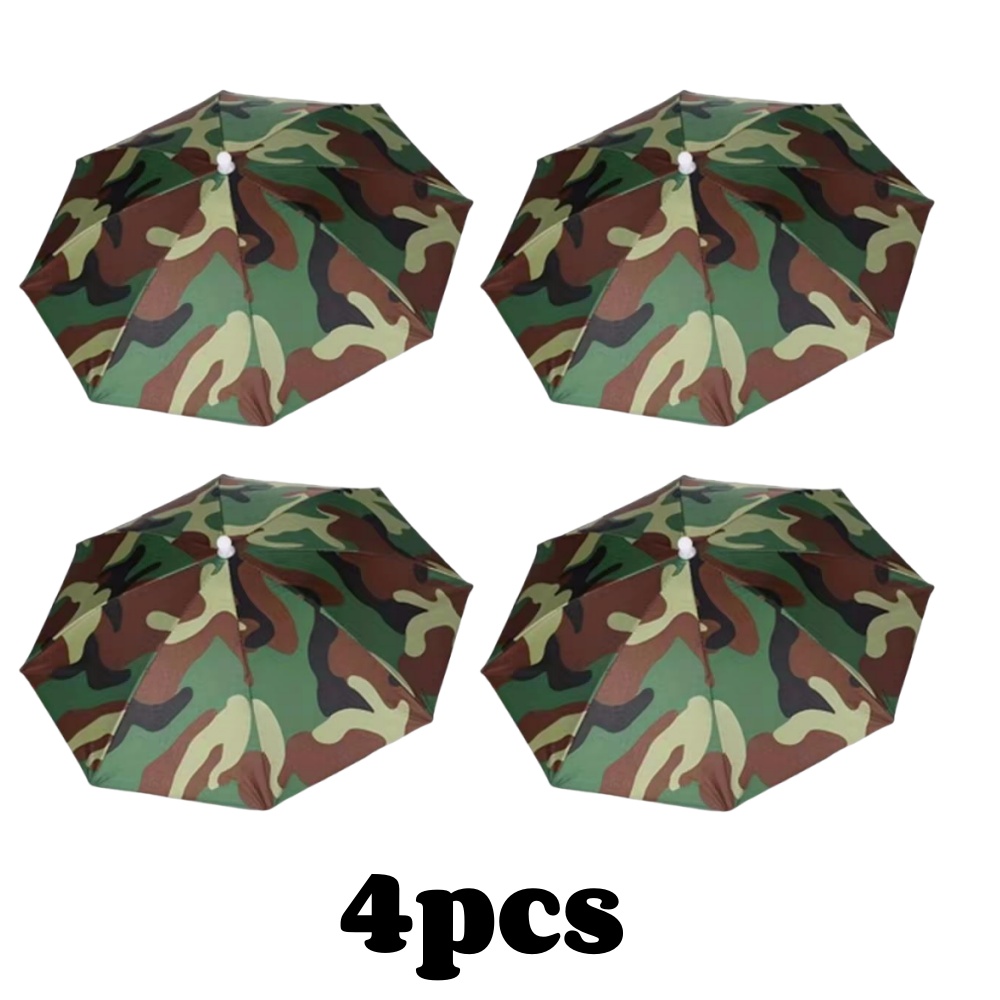 Paraguas plegable para la cabeza, sombrero de pesca portátil impermeable de 55CM, sombrero de lluvia manos libres para senderismo, Camping, paraguas de camuflaje para adultos
