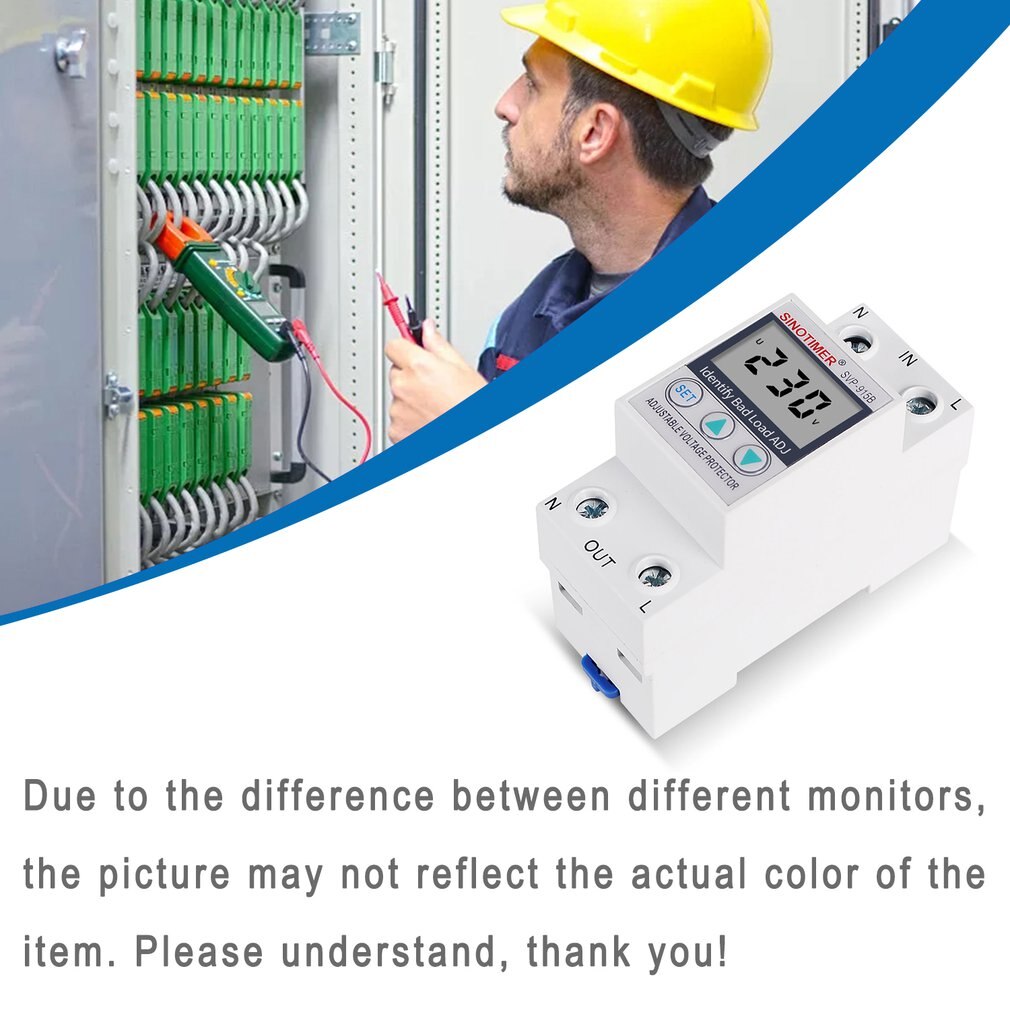Huisgebruik Dubbele LED-display 40A 63A 80A DIN-rail 230V Instelbare spanningsschakelaar met beperking van de stroombeveiliging  13