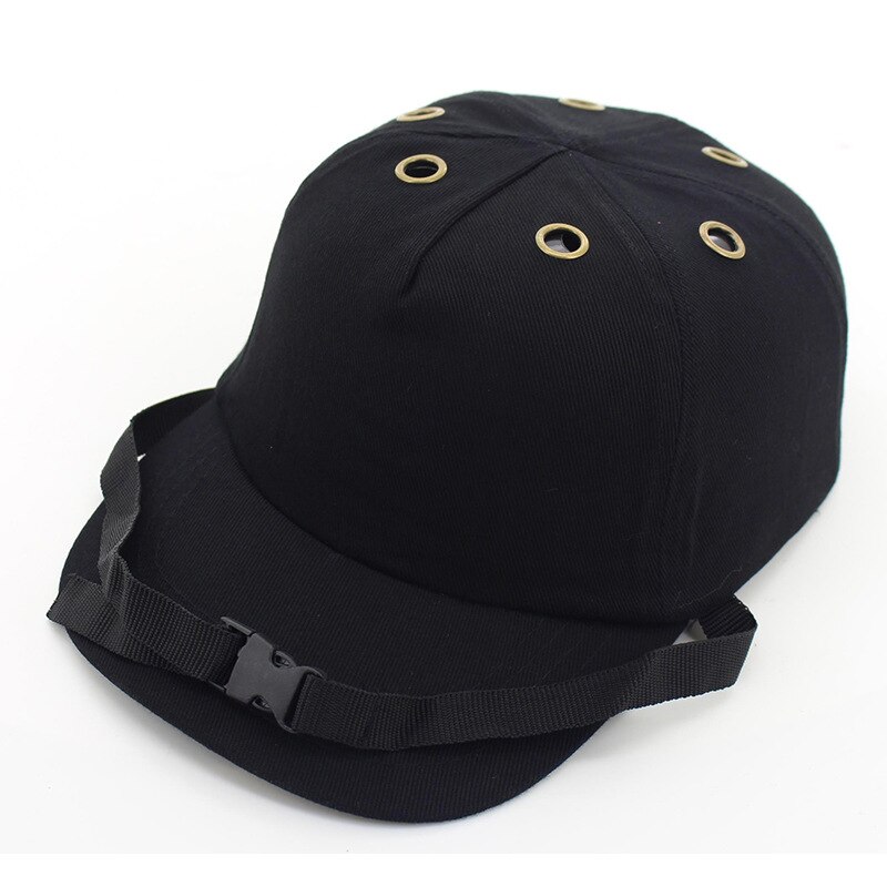 Bump Cap Work Safety Helmet Baseball Hat Style Protective Safety Hard Hat Work Wear Security Head Protection Side 4 Holes: Black