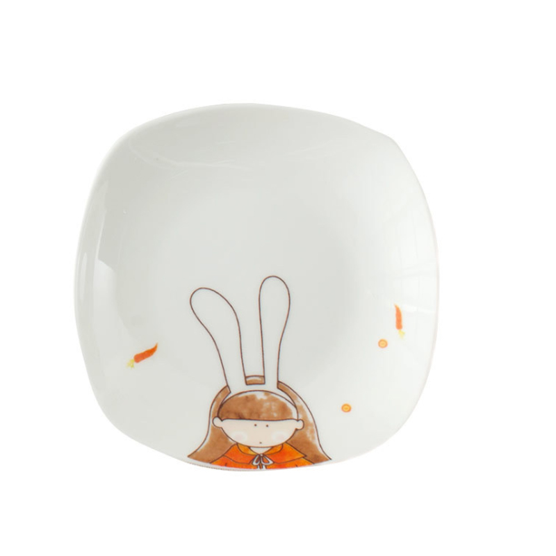Os chine mignon Snack plat dessin animé carré soucoupe plats enfants gâteau Snack fruits salade assiette cuisine petit déjeuner plateaux ensemble de vaisselle: 2