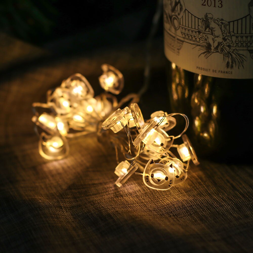 Cat Shape 20 LED Fairy Lights Glow Party Supplies Battery Operated LED String Lamp Xmas Party Wedding Christmas Decoration