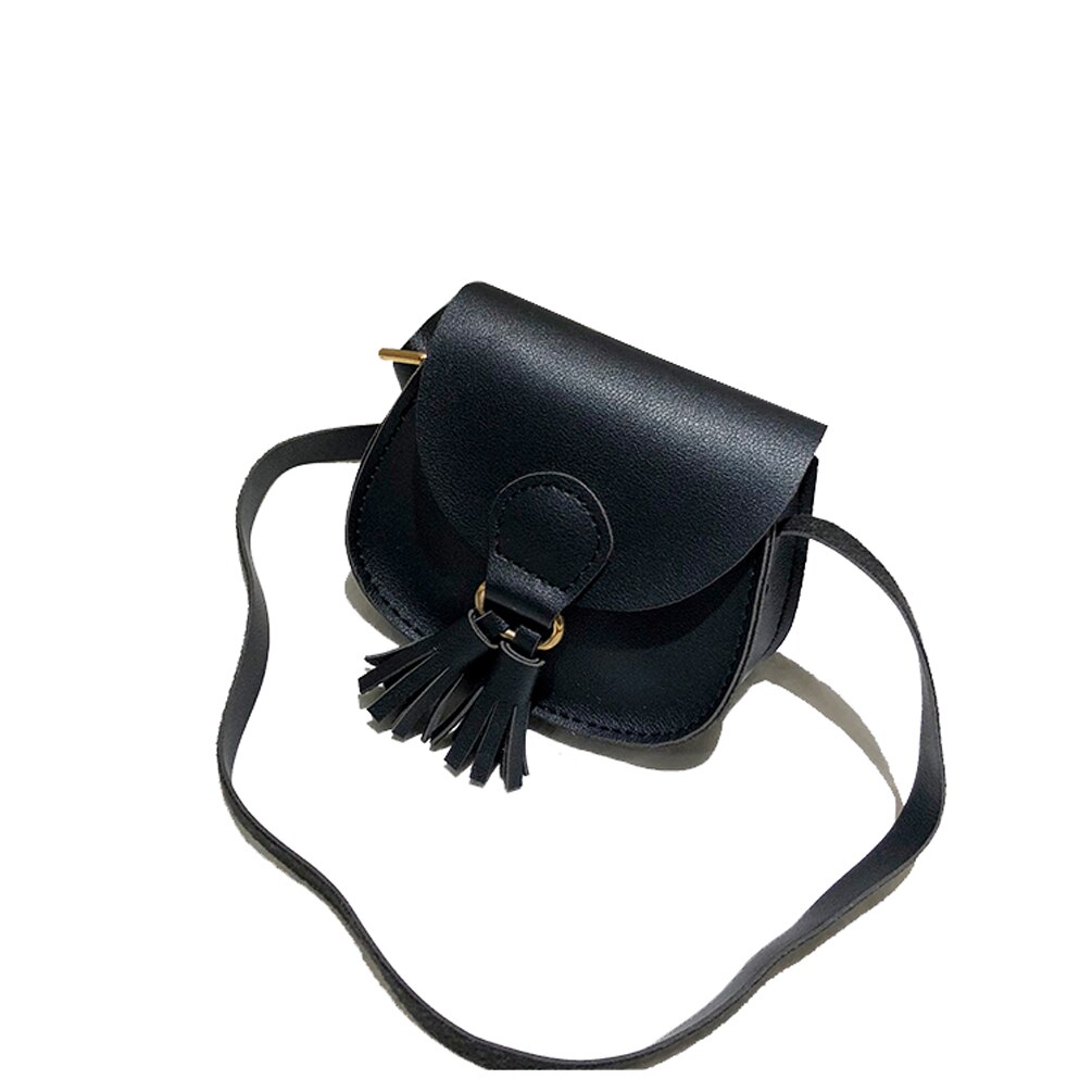 Kids Girls Toddler Mini Shoulder Purse Crossbody Bag with Tassel: Black