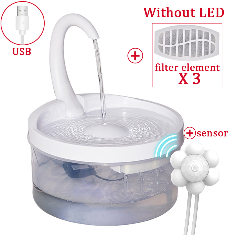 Intelligent Cat Drinking Water Fountain Automatic Circulating Water Dispenser: 01filterx3-sensorx1