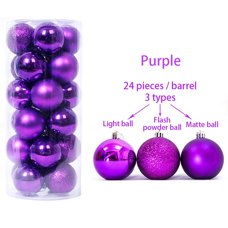 24 Stks/set Kerstboom Decor Ballen Glitter Snuisterij Opknoping Bal Party Festival Thuis Ornament Decor Voor Thuis Party Decor: 24pcs Purple