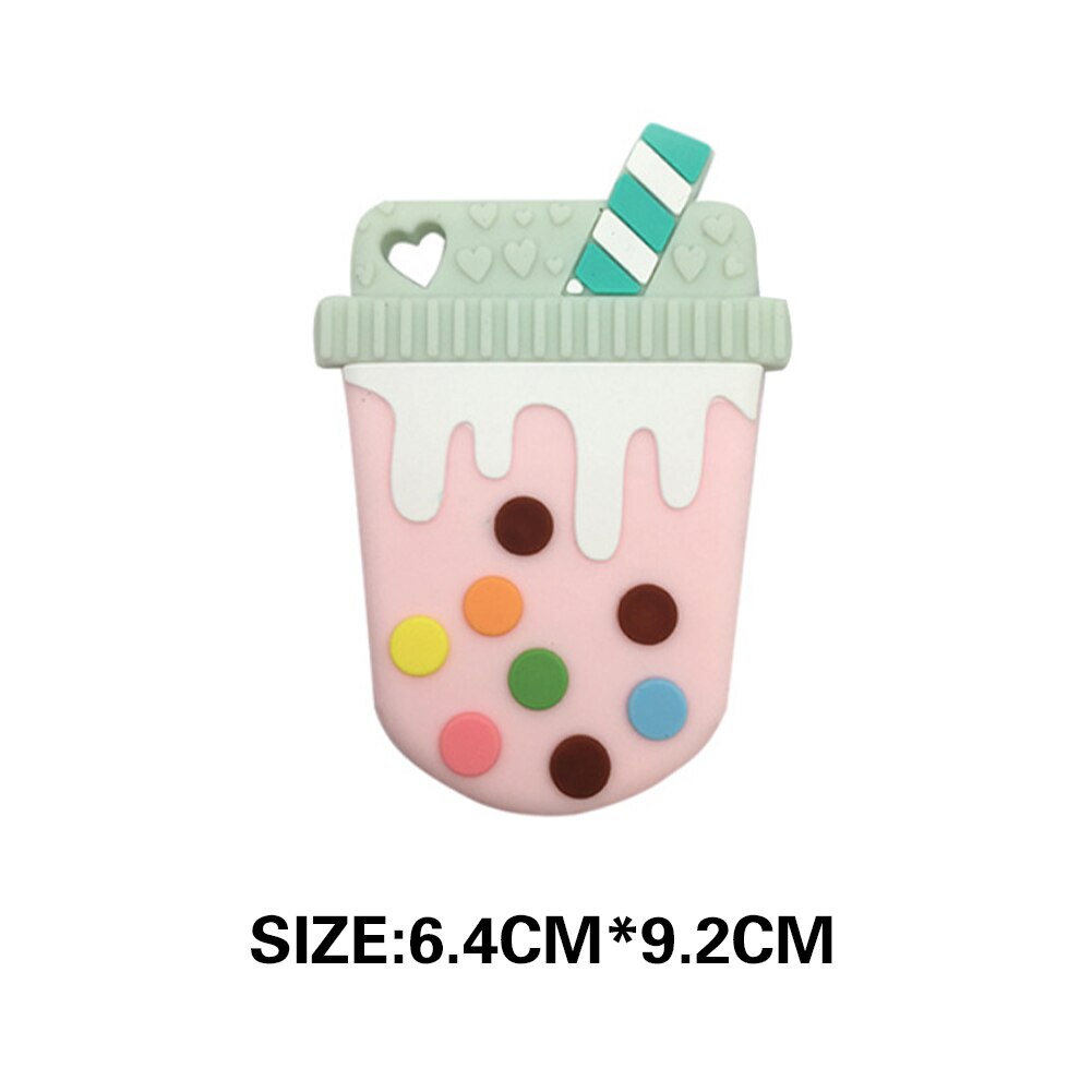 Baby Beißring Spielzeug Silikon Milch Tee Förmigen Zahnen Spielzeug Schmerzen Relief Neugeborenen Infant Kauen Ausbildung Molaren Spielzeug Rosa