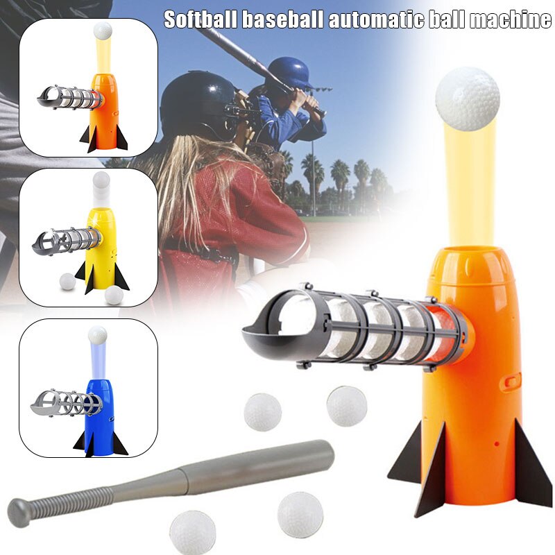 Sel baseball pitching maskine legetøj sæt børn træning sport udendørs kande t bold batting træningsudstyr med 5 bold