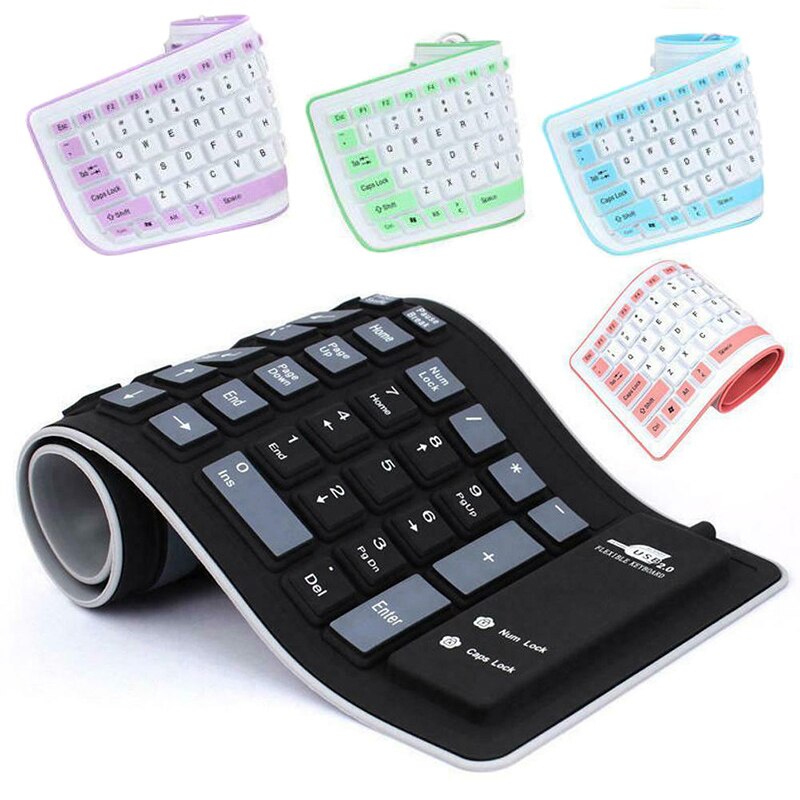 Foldable Silicone Keyboard USB Wired Flexible Soft Waterproof Keyboard Home Office GK99