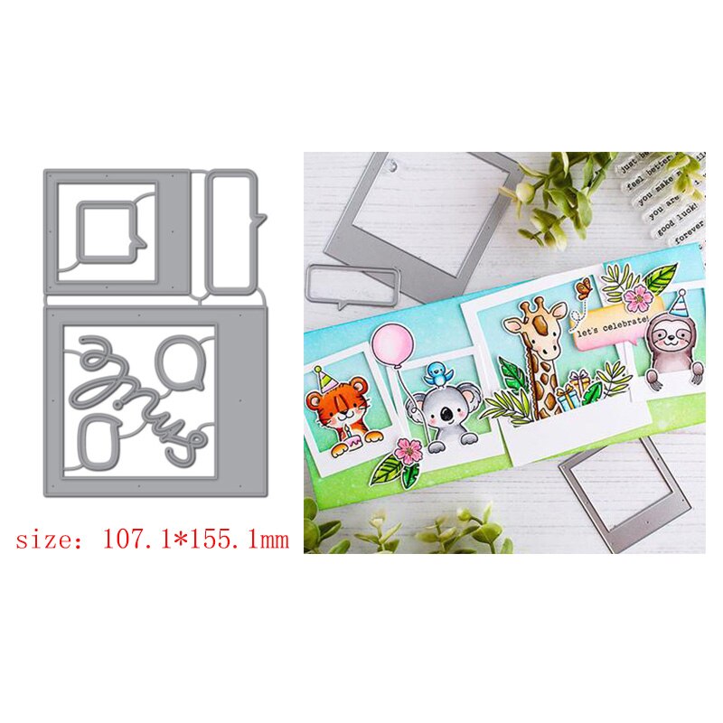 Rectangle Frames Scenes Rainbow Words Phrases Metal Cutting Dies Pond Stencil DIY Card Crafts Scrapbooking Template dies