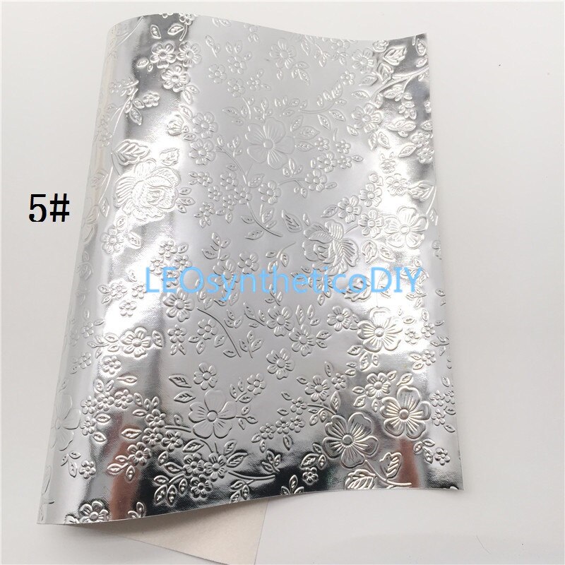 1PC 21X29CM Flowers Embossed Synthetic Leather Fabric, Faux Leather Sheets For Making Bows LEOsyntheticoDIY 3S03C: 5
