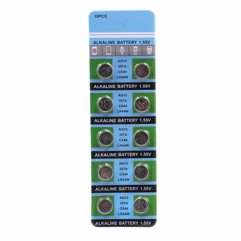 10pcs 1.5V AG13 Battery LR44 L1154 RW82 RW42 SR1154 SP76 A76 357A Ag13 Pila Lr44 SR44 AG 13 Alkaline Button Cell Coin Battery