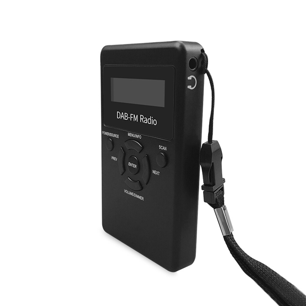 Portable Digital DAB FM Radio Rechargeable DAB Stereo Lossless Receiver with Earphone Lanyard 1.2" LCD Display Screen