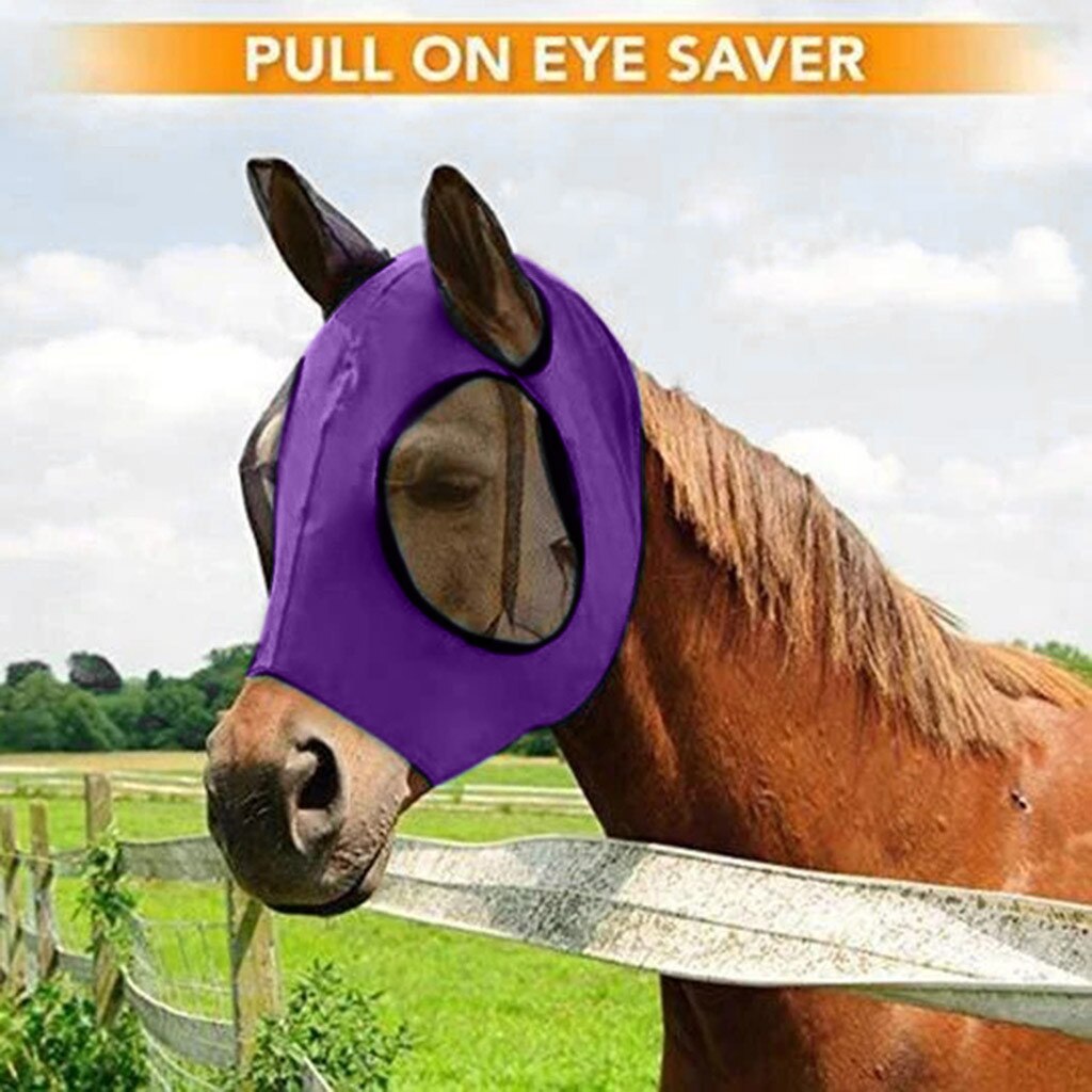 Anti-myg hest fuld ansigtsmaske med næsebetræk hest ansigtsbeskyttelse maske beskytter øjne og ører #0715 ljc