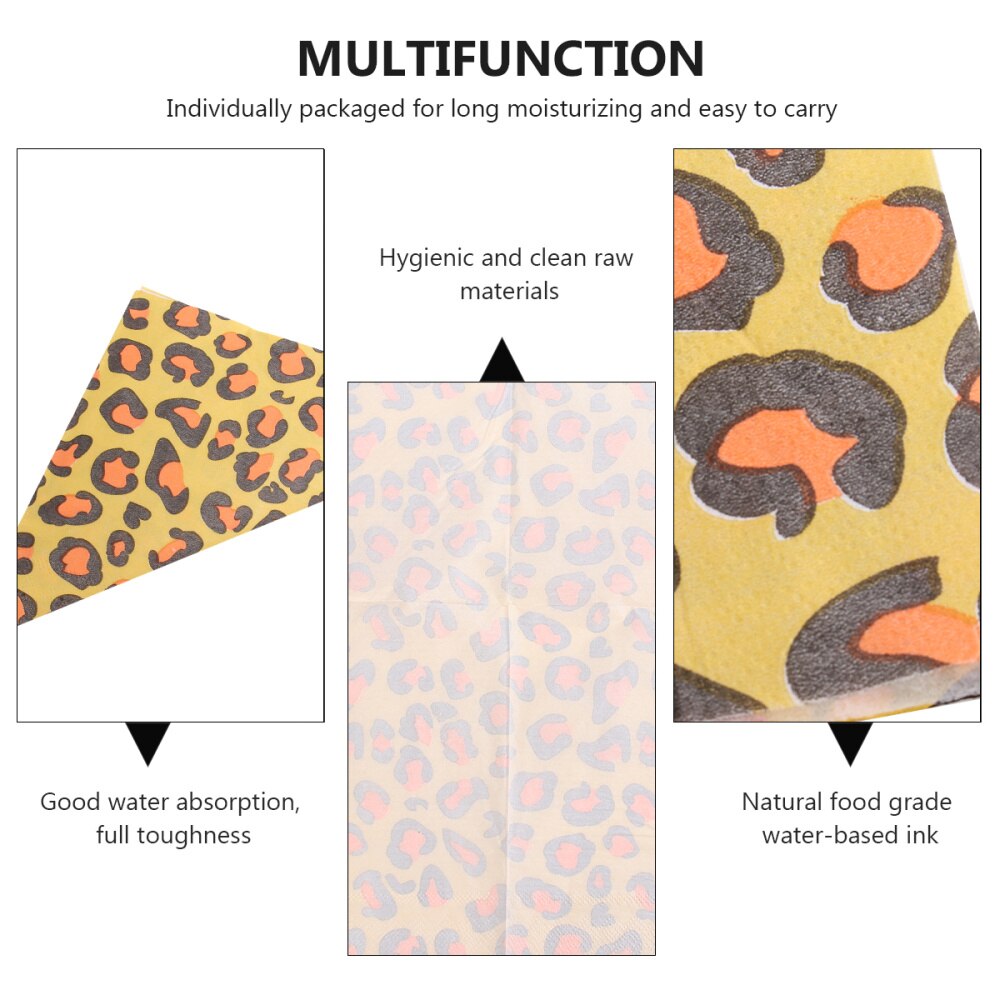 40 stk servietter med leopardtrykk, farget mykt, mykt middagspapir, håndkle festartikler til hotellets restaurant