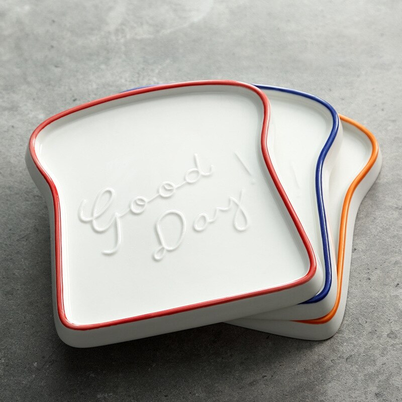 18 cm Nordic Breakfast Plate Salad Plate Toast Plate Bread Shape Tray Kitchen Cutlery