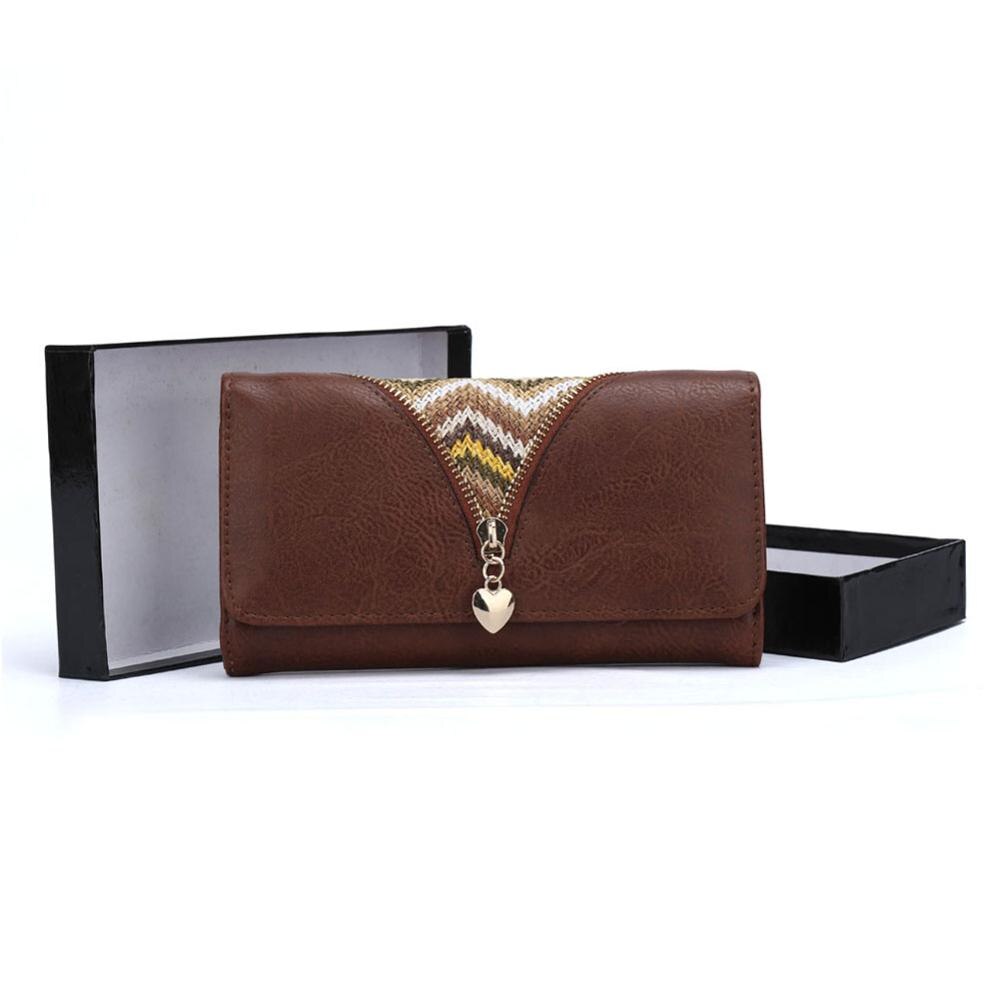 Pu Leder Frauen Brieftaschen Weibliche Lange Geldbörsen Geld Taschen praktisch Tasche Damen Reißverschluss Brieftasche Karte Halfter Kupplung VKP1463: Schokolade
