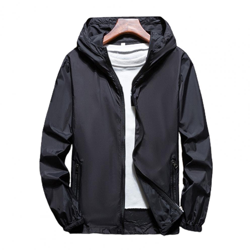 Jakke dame 4xl hettegenser med lange ermer, glidelåsknapp, vindjakke, herre dame, tynn solfrakk: L / Svart