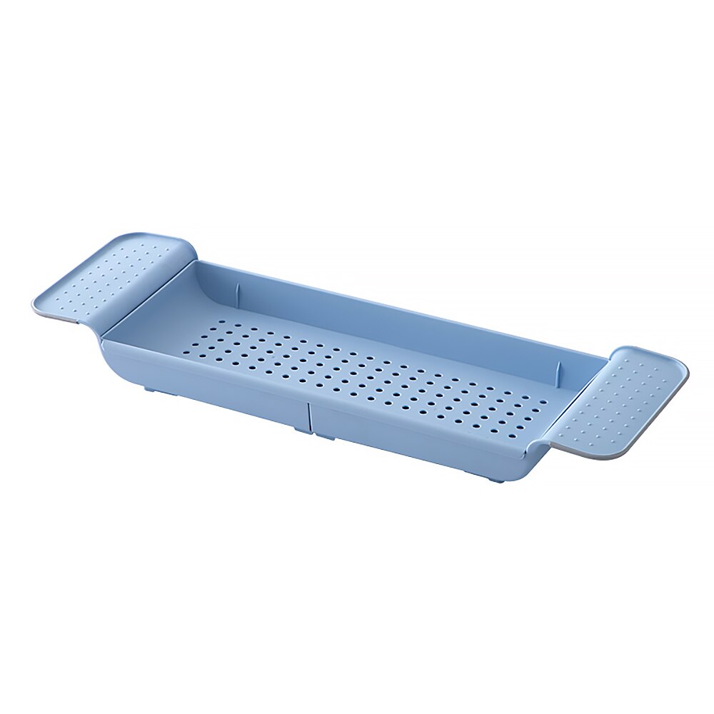 Kitchen Sink Drain Holder Multi-Function Bathroom Tools Retractable Bathtub Storage Rack Bath Tray Shelf Tub Towel Storage Shelf: Blue