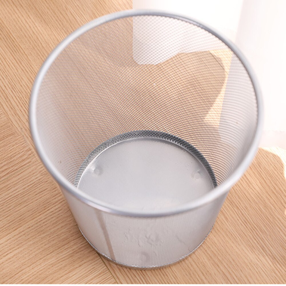 Black/Silver Metal Mesh Paper Trash Can Simple Dustbin Wastebasket Household Cleaning Tools For Home Office Recycling Bin