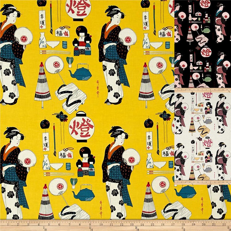 100% cotton clothing fabric retro Japanese Japanese style DIY handmade plain printed cotton cloth kimono clothing fabric sheet c