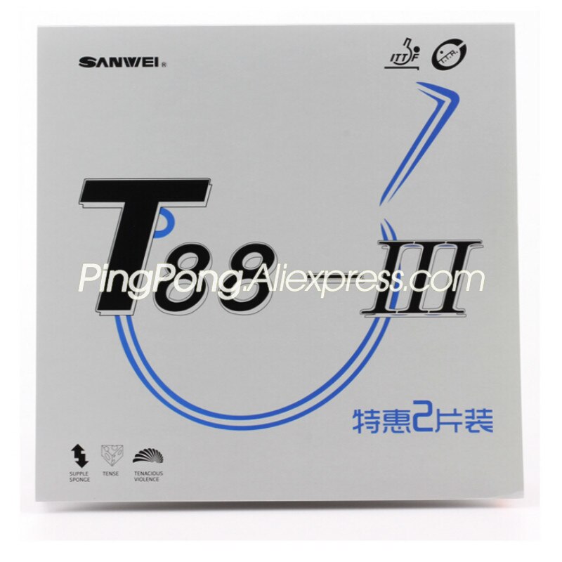 SANWEI-esponja de Ping Pong T88, accesorio Original de goma (medio pegajoso) para tenis de mesa, color rojo + 1 negro, T88-3