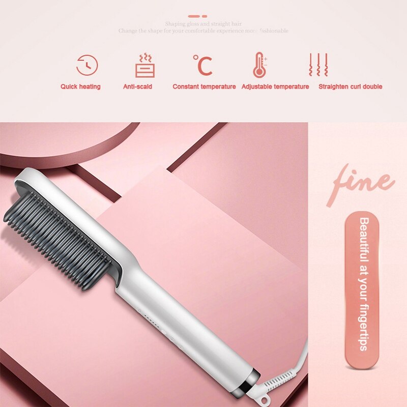 Ptc Verwarming Haar Krultang Borstel Elektrische Kam Curler Baard Eu Plug