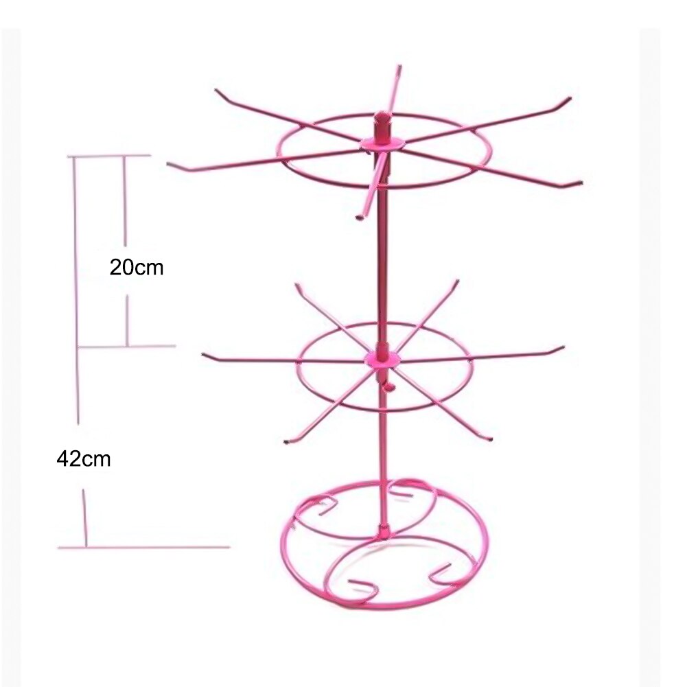 2 Tiers Rotating Detachable Metal Necklace Bracelet Jewelry Display Rack Stand Jewelry Display Keyring Display Rotating Iron 3-T