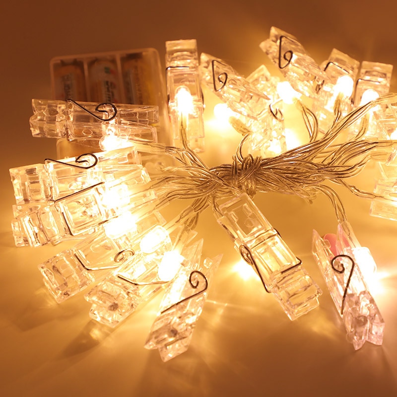 LED String lights Kaart Foto Clip Houder Fairy Guirlande lamp Voor Kerstmis Nieuwjaar Bruiloft Decoratie Batterij lamp