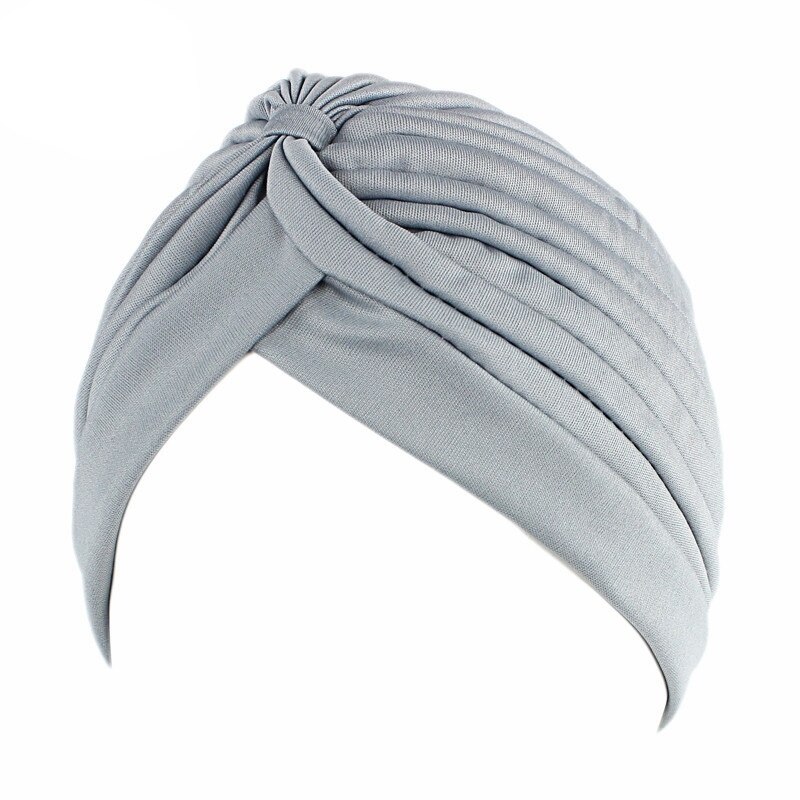 Vanlig fast hår lokk turban hode pakke inn bånd lue bandana hår lokk sove natt lokk hår styling tilbehør dame kvinner til: Lysegrå
