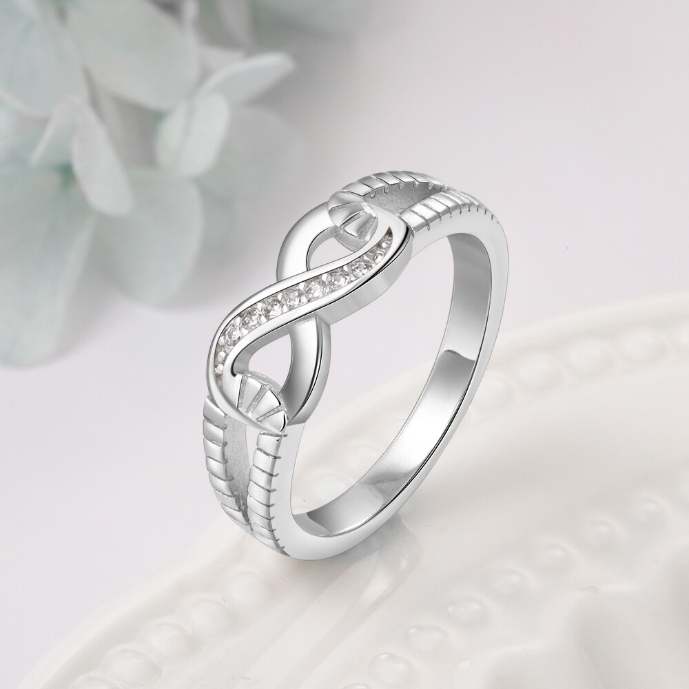 925 Sterling Silver Infinity Ring Cubic Zirconia CZ Eternity Rings for Women Size 5 6 7 8 9 10 Trendy Jewelry (Lam Hub Fong)