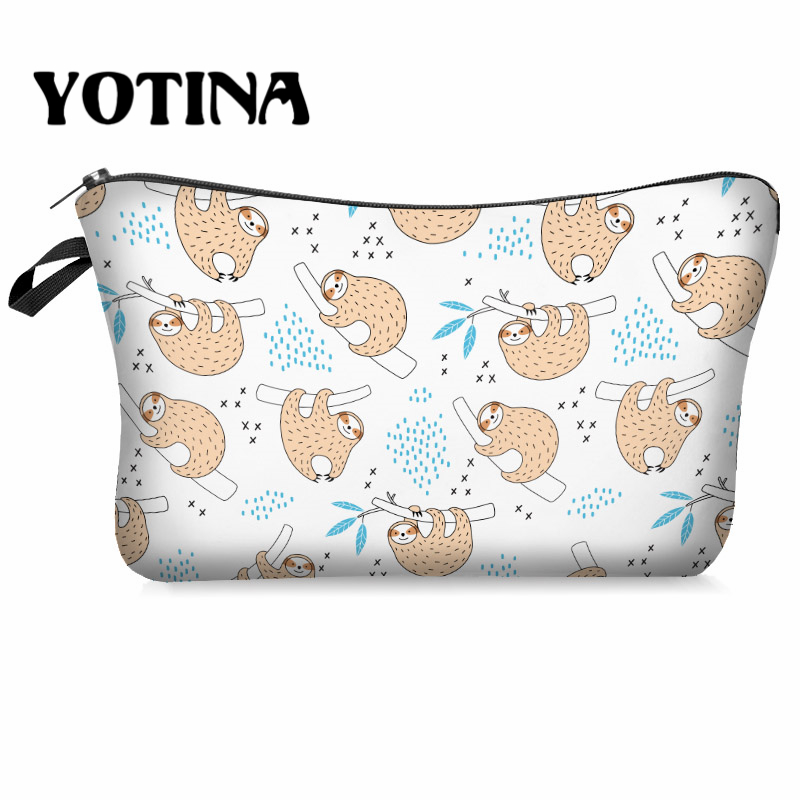 Bolsa de maquillaje Yotina para mujer, bolsa de cosméticos con patrón Multicolor, bolsa de aseo con estampado de llama en 3D, organizador de maquillaje de viaje: bpd54832