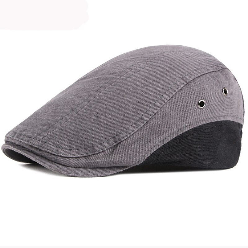 HT3012 boinas sombrero Primavera Verano gorra de algodón transpirable ajustable para hombre artista pintor sombrero Ivy Newsboy gorra plana hombres mujeres boina Cap: Gris