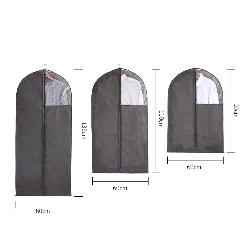 Housse de rangement en tissu Non tissé 1 pièce, housse Anti-poussière, sac de rangement en tissu Non tissé, fenêtre transparente, organisateur de manteau, costume de protection, enveloppe de vêtement pour la maison: M