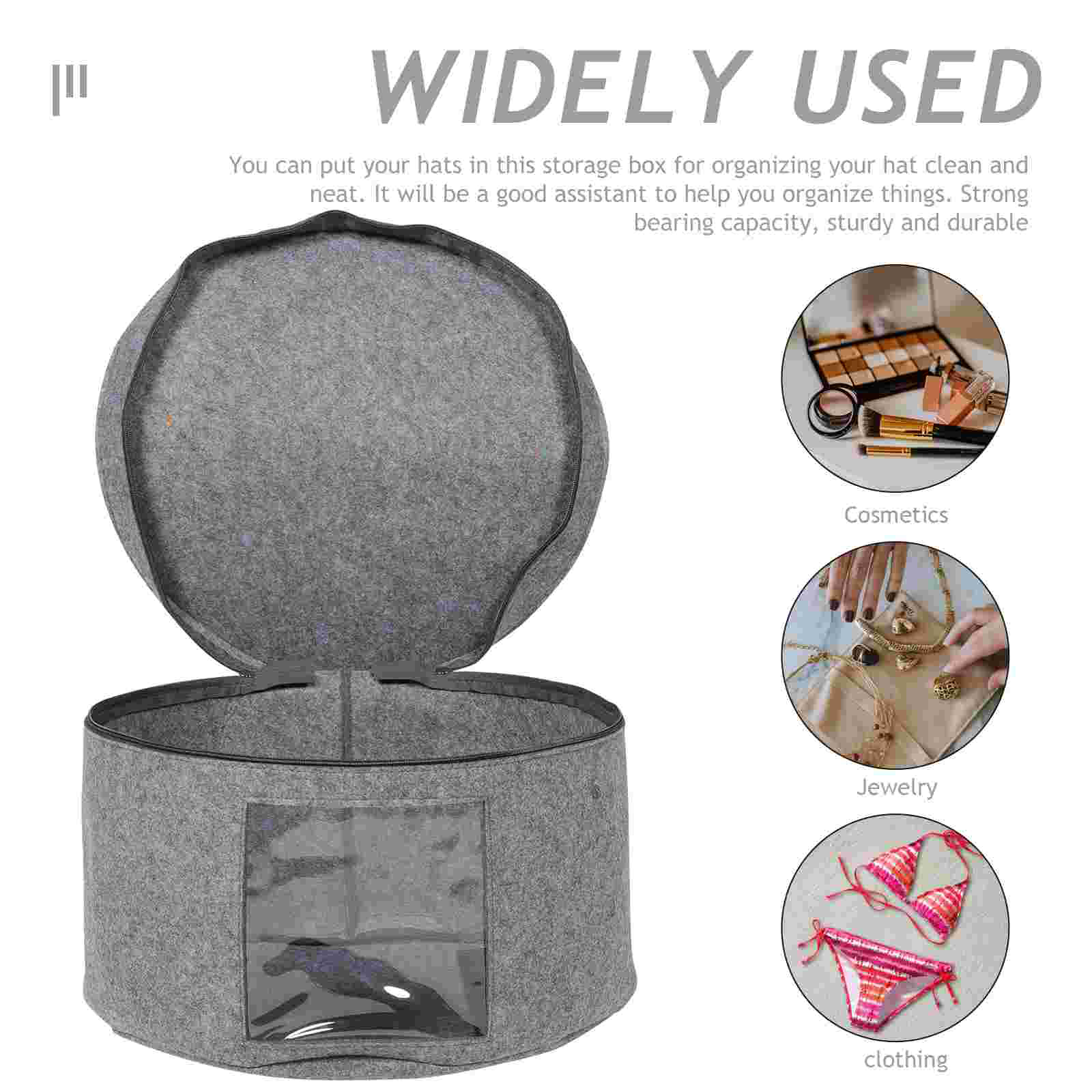 Bärbar hattförvaringslåda resa rund hink ganizer med lock non-woven tyg för filtstrandhattar klädtillbehör