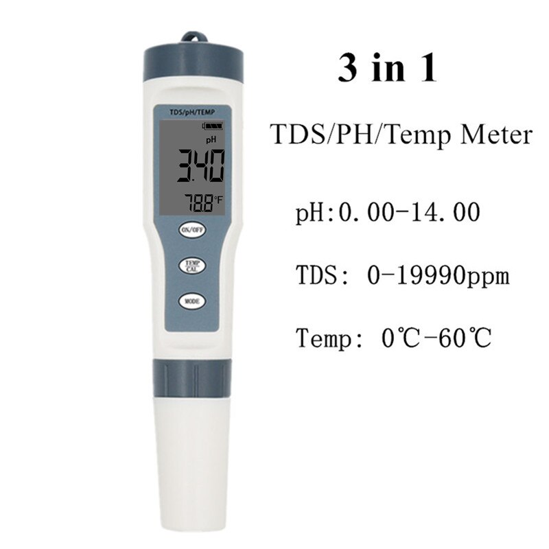 Waterdichte Ph Pen Meter Portable Digitale Ph Tester Voor Aquarium Pool Water Wijn Urine Laboratorium Automatische Kalibratie 30% Off: PH TDS TEMP