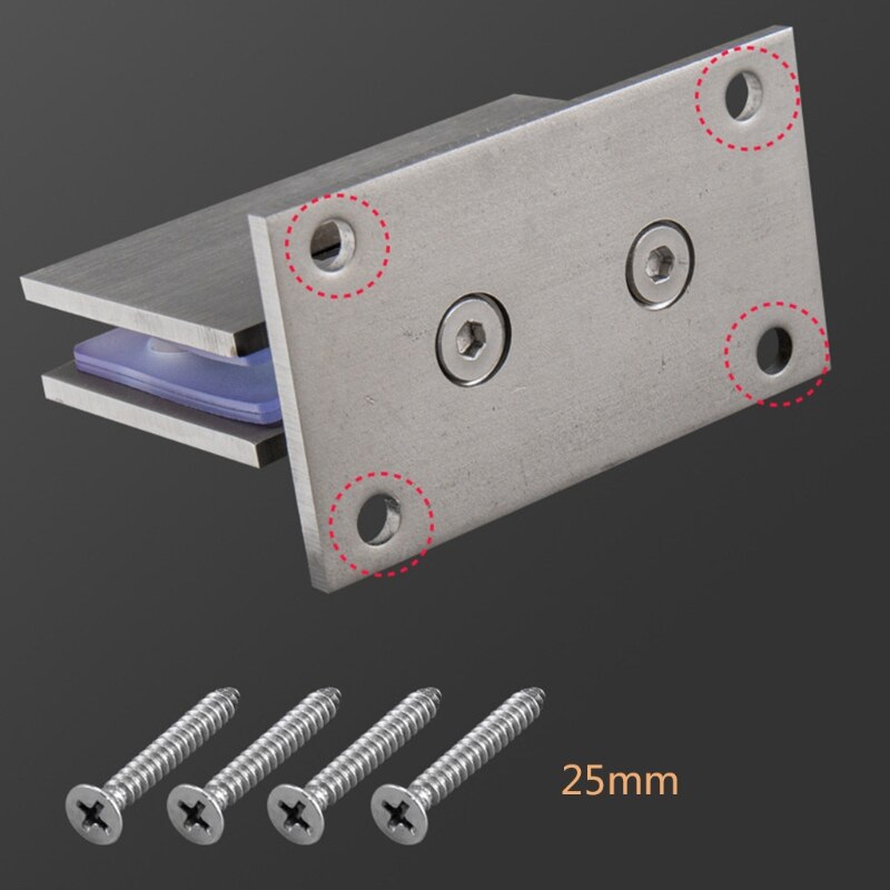 thumbnail image 2 of Brass Glass Clamp Square U-Shaped Shower Door Hardware For 8-12mm Tempered Panel Bathroom Fixture Chrome/Brushed/Black/Gold(Gold 2 of 11